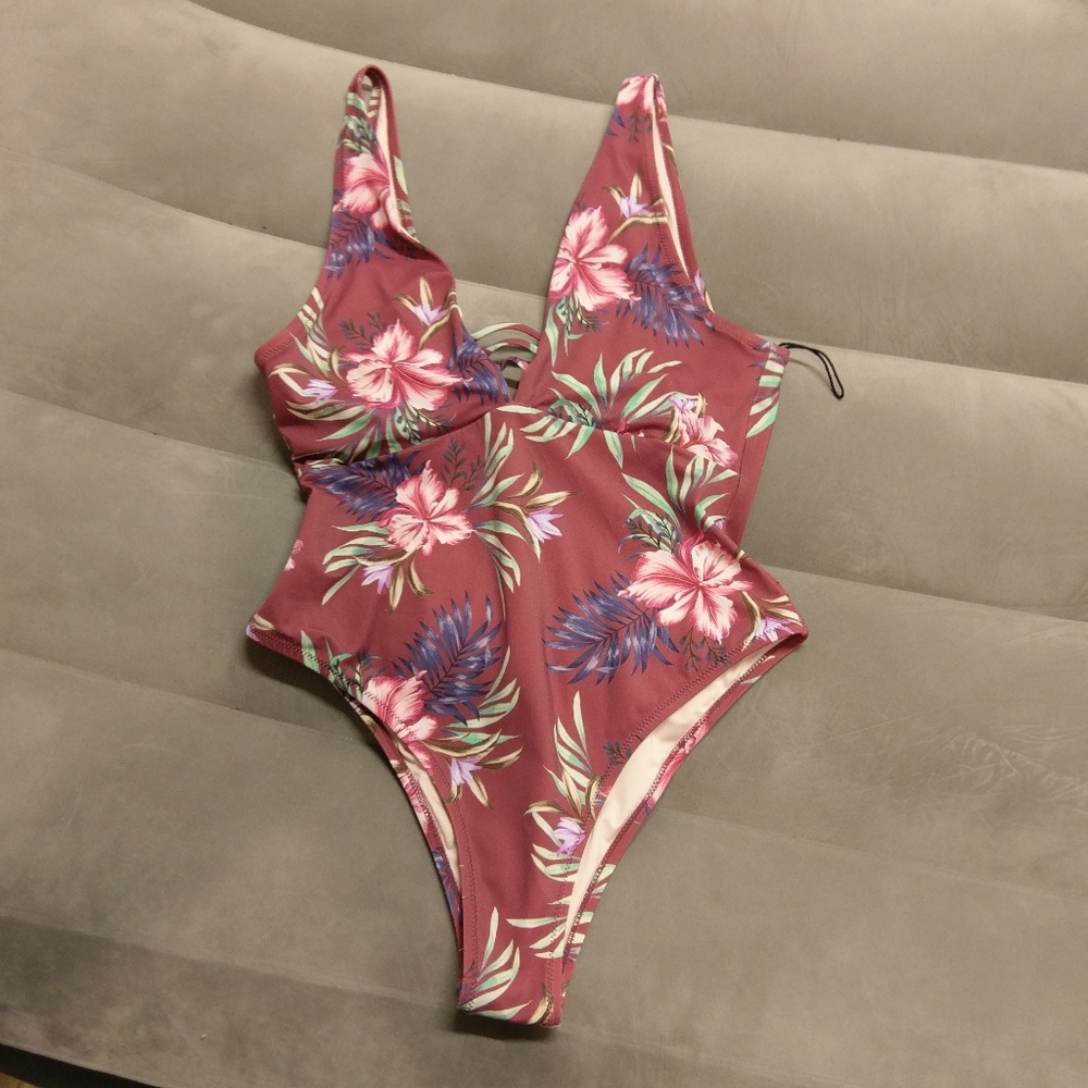 Shade & Shore One Piece Mauve Floral Suit,